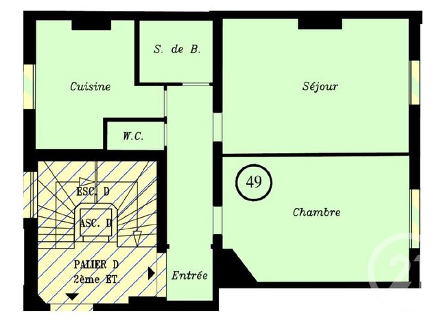 Appartement F2 à vendre - 2 pièces - 52.88 m2 - PARIS - 75006 - ILE-DE-FRANCE - Century 21 Montparnasse Pasteur